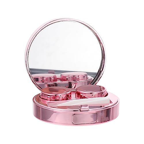 SOLUSTRE 3 Sätze Sternenhimmel Brillenetui Reise Kontaktlinsen Etui Tragbarer Organizer für Augenlinsen Koffer spiegelfolie Objektivbehälter Linsenhalter Gläser Pflegebox Container pp Rosa von SOLUSTRE