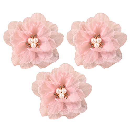 SOLUSTRE 3 Stücke Blume Haarnadel Stoff Haar Barrettes Perlen Haarschmuck Für Mädchen Rosa von SOLUSTRE