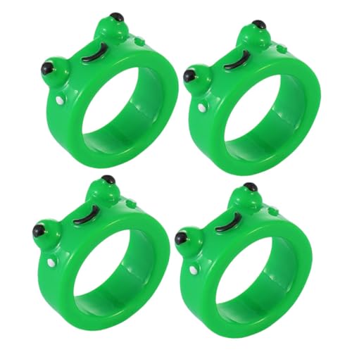 SOLUSTRE 4stücke Cartoon Tier Frosch Finger Ringe Junge Mädchen Finger Ringe Aus Harz Entzückende Froschringe Dekorative Fingerringe Für Party von SOLUSTRE