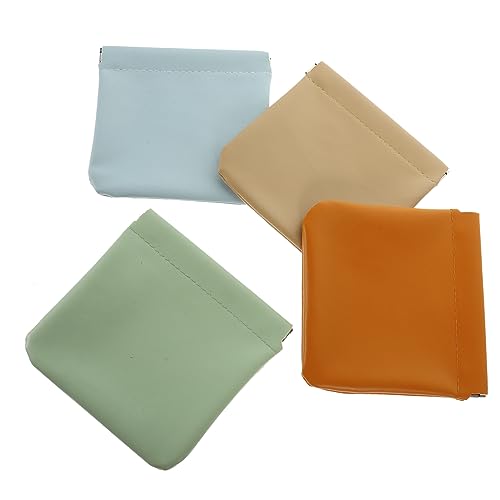 SOLUSTRE 4 Stück Teiliges Mini Makeup Täschchen Tragbare Kleine Kosmetiktasche aus PU mit Selbstschließendem Verschluss für Lippenstift und Outdoor Nutzung Aufbewahrung für Frauen von SOLUSTRE