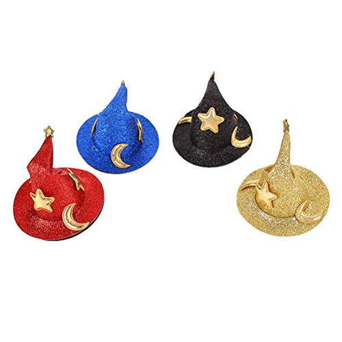 4 stücke Kinder Halloween Haarspangen Haarnadel Hut Barrettes für Leistungsparty (goldenes blaues rot und schwarz für jeden 1 stück) von SOLUSTRE