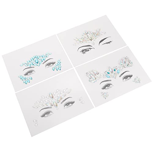 SOLUSTRE 4Pcs Gesicht Strass Aufkleber Rave Festival Gesicht Juwelen Kristall Gesicht Tattoos Aufkleber Halloween Gesicht Temporäre Tattoo für Frauen Mädchen Partei Make- up Zubehör von SOLUSTRE