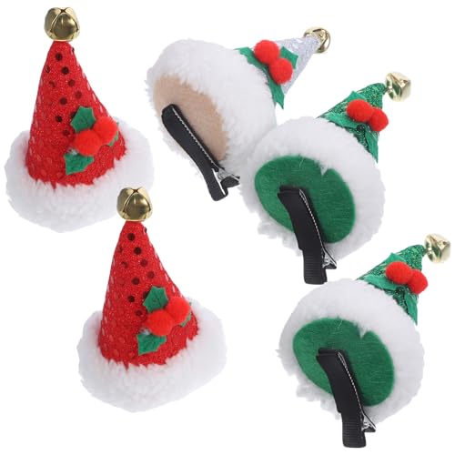 SOLUSTRE 5stücke Weihnachtsmütze Haarspangen Mit Rote Und Silberne Clips Für Mädchen Weihnachtsaccessoire Für Festlichkeiten Und Feiern von SOLUSTRE