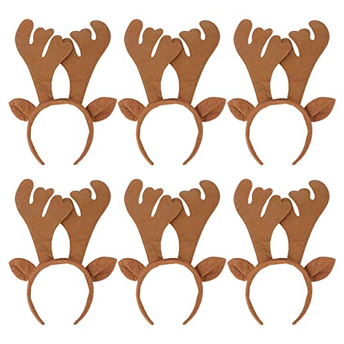SOLUSTRE 6 Stück Geweih-Stirnband mit Ohren Kopfbedeckung Haarschmuck für Weihnachtsfeier Kostüme Dekoration () von SOLUSTRE
