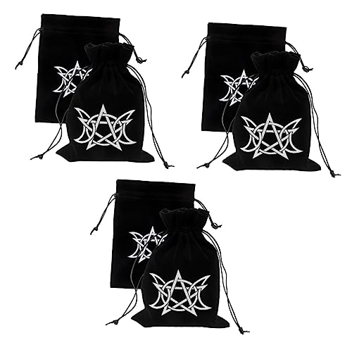 SOLUSTRE 6 STK Tarot-Tasche Tarotbeutel Mit Kordelzug Tarot-Beutel Reise Geschenk Tasche Tarot-runentasche Tarot-Halter Tarot-Decks Einzigartig Würfel Pentagon Karte Flanell Reisen von SOLUSTRE