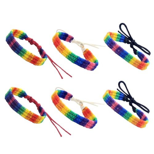 SOLUSTRE 6 Stück Teiliges Farbenfrohes Gewebtes Armband Verstellbares Pride Armband für Männer und Frauen Hautfreundliches Baumwollmaterial für und Gruppenaktivitäten von SOLUSTRE