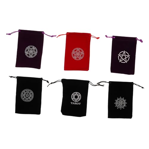 SOLUSTRE 6st Tarot-Tasche Mit Kordelzug Tarot Tasche Tarot-organisator Schmuckbeutel Mit Kordelzug Kosmetiktaschen Runenkarten Hexentasche Kristallbeutel Samtbeutel Geschenk Flanell von SOLUSTRE