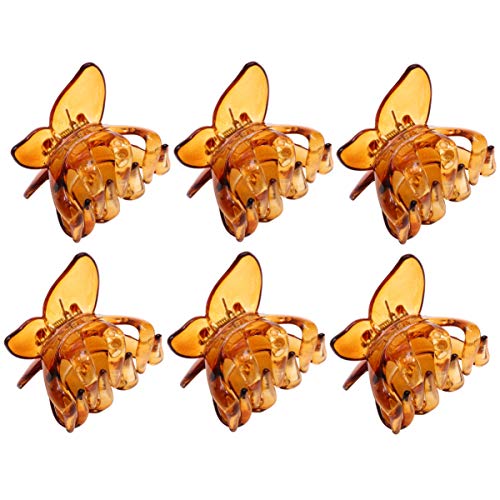 SOLUSTRE 6pcs Haargreifer Klaue Haarklammern Transparent Pferdeschwanz Halter Haarklaue Schmetterling Haarspangen Damen Mädchen Frauen Mutter Zuhause Bade Haarschmuck Kopfschmuck Karamellfarbe von SOLUSTRE