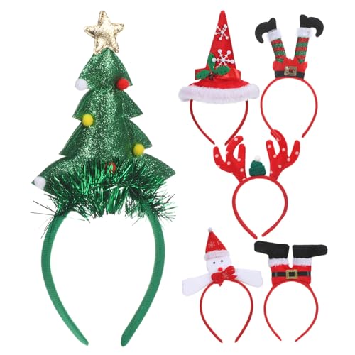 SOLUSTRE 6stücke Weihnachtsstirnband Mit Rentier Und Baum-haarreifen Bequeme Party-haarbänder Aus Weichen Materialien Vielfältige Designs Für Festliche Feiern Und Zusammenkünfte von SOLUSTRE