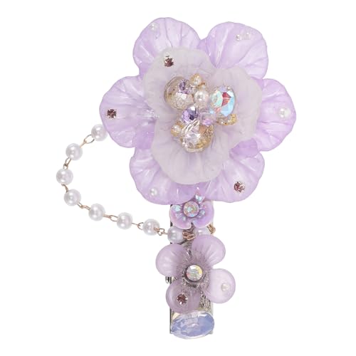 SOLUSTRE Blumen-Haarspange: Hanfu-Haarspangen mit Harzblumen für Frauen – Haarspangen mit künstlichen Perlen für Brautpartys, Hochzeiten und den täglichen Gebrauch von SOLUSTRE