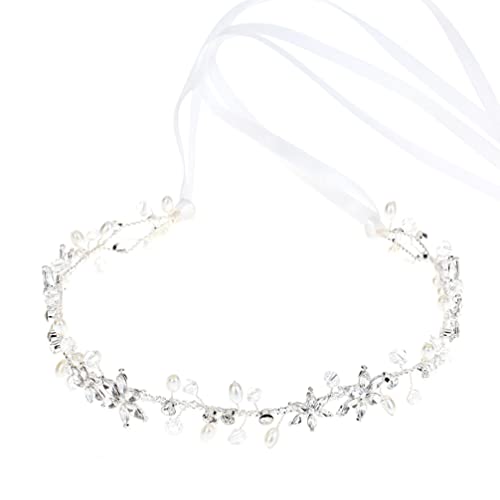SOLUSTRE Damen Kristall Brautgürtel Hochzeit Gürtel Strass Kristall Perle Gürtel Hochzeitskleid Gürtel Blatt Brautjungfer Schärpe Für Braut Hochzeitskleid Zubehör Silber von SOLUSTRE