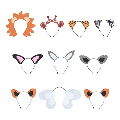 SOLUSTRE Dinosaurier Haarreif Pferdeohren Fasching 10 Stücke Tier Ohr Stirnb?nder Ohren Stirnband Tier Haar Cartoon für ? Cosplay Partys Sortiert Haarreifen Mit Pferdeohren Haare Dschungel von SOLUSTRE