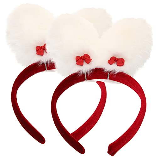 SOLUSTRE Flauschiges Stirnband 2 Stücke Hasenohren Haarreif Plüsch Hase Ohren Haarbänder Kaninchen Stirnband Haarschmuck Kopfbedeckung für Kinder Mädchen Ostern Party Bunny Kostüm Cosplay von SOLUSTRE