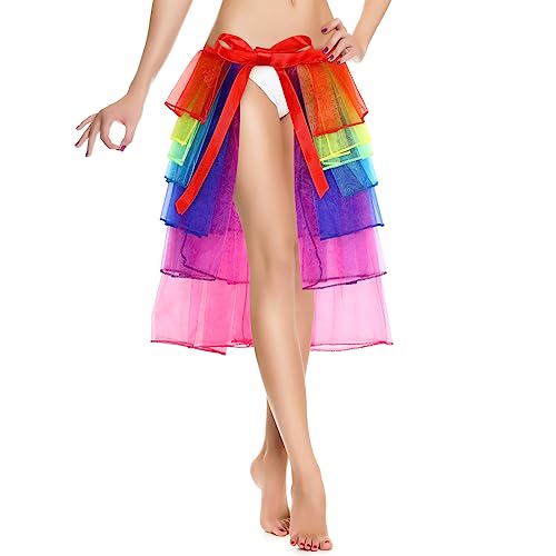 Frauen Regenbogen Stil Bunten Rock Dessous Mini Rock Blase Rock Tutu Kleid Bunte Halloween Kostüme Tutu für Frauen Dekoration von SOLUSTRE