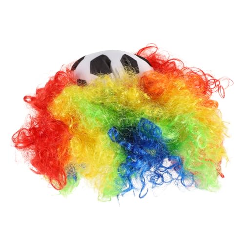 SOLUSTRE Afro Perücke Lockig Für Cosplay Party Fußball-team Favor Haarperücke Gefärbt Modisches Party-kostüm Kopfschmuck Kunsthaar Maskerade Urlaub von SOLUSTRE