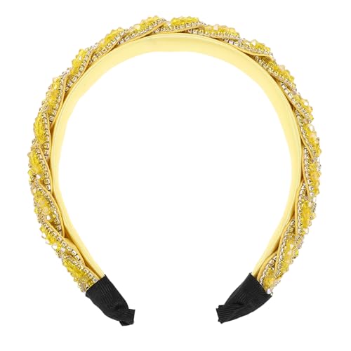 SOLUSTRE Haarbänder mit Kristallperlen – mit Strass verzierte Stirnbänder für Damen und Mädchen, Partys und barocke Mode-Haarreifen-Accessoires, Gelb von SOLUSTRE