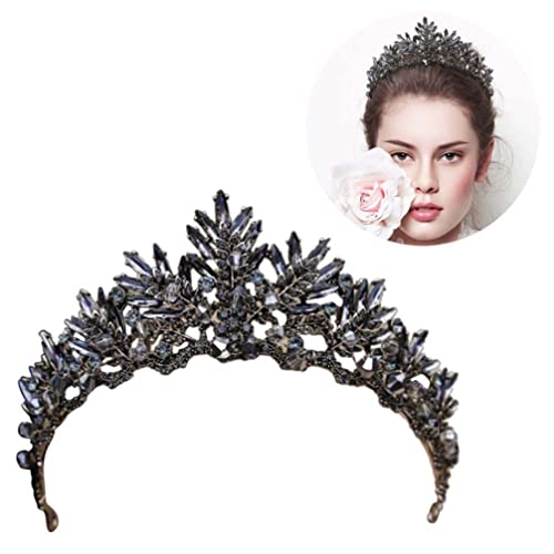 SOLUSTRE Hochzeitskrone Halloween Barocke Exquisite Vintage - Legierung Bridal Tiara Hair Accessoire für M?dchen Frauen Schwarz n Kristallkrone von SOLUSTRE