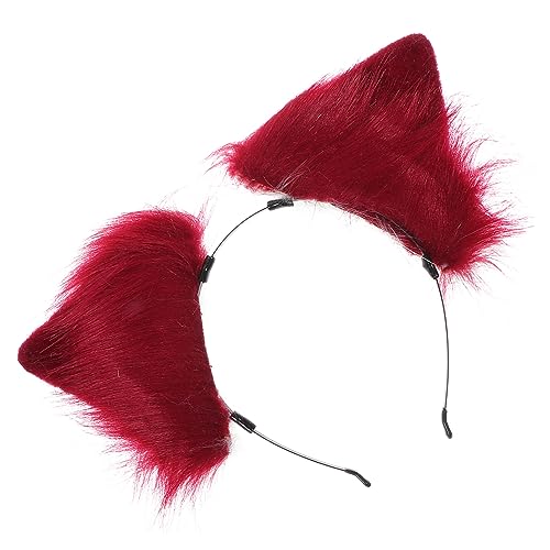 SOLUSTRE Halloween Pelziges Katzenohren-Stirnband Wolfsohren Haarreifen Pelzige Fuchsohren Haarband Pelzige Tierohren Haarbänder Kostüme Cosplay Partyzubehör Für Frauen von SOLUSTRE