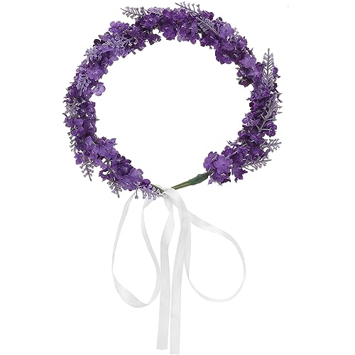 SOLUSTRE Hochzeit Blumenkrone Verstellbares Blumenstirnband Weiße Elf Lavendelblumenstirnband Für Frauen Brautkopfschmuck Für Die Hochzeit Kranz Fee Violett Mädchen Künstliche von SOLUSTRE