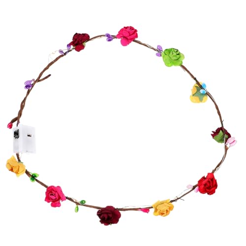 SOLUSTRE Led Blumenkranz Stirnband Für Damen Leuchtendes Haarband Mit 10 Lichtern Handgefertigte Blumenkrone Party Accessoires Für Festivals Bequemes Und Leichtes Material von SOLUSTRE