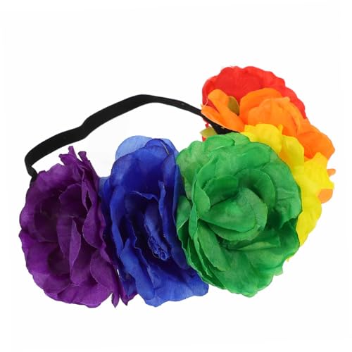 SOLUSTRE Blumenstirnband Mit Simulierten Rosen Für Damen Haarband Party Stirnband Elastisches Kopfschmuck Haar-accessoire Blumenhaarband von SOLUSTRE