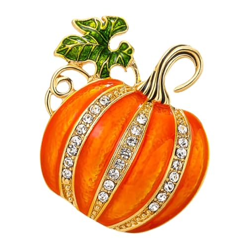 SOLUSTRE Rhinestone Brooch Pin mit Glitzerndem Kürbismotiv Kleine Halloween Brosche für Kleidung Party Accessoire für Pullover Jacken und Festliche Anlässe von SOLUSTRE
