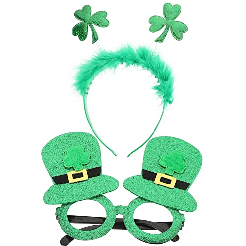 SOLUSTRE 1 Satz Irisches Stirnband - St. Patricks Day Gastgeschenke Irische Grüne Brille Brillen Requisiten Für Partyfotos Für Patricks Tag Neuartige Brillen Zubehör Krawatte Plastik von SOLUSTRE