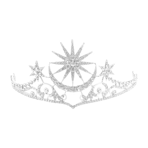 SOLUSTRE Silver Star Mond Strasskronen Kronen Mond Crystal Tiara Star Geformte Kronen Brautkronen Hochzeit Prinzessin Festzug Königin Kronstirnband für Hochzeitszeremonie Party von SOLUSTRE