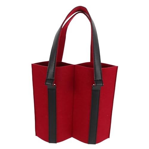 SOLUSTRE Weintragetasche aus Dickem Filz mit Dualem Fach Stoßfeste Flaschentasche für Weinflaschen Eleganter Tragetasche mit Stabilem Griff für Reisen Festivals und Geschenkverpackung von SOLUSTRE