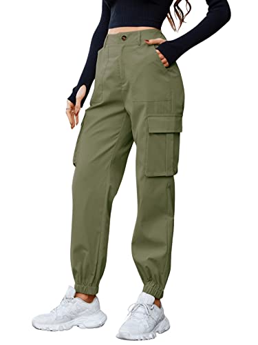 SOLY HUX Damen Cargo Hose Classics Cargohose Straight Hohe Taille Capri Lange Hosen Streatwear mit Taschen Armeegrün L SOLY HUX Damen Cargo Hose Classics Cargohose Straight Hohe Taille Capri Lange Hosen Streatwear mit Taschen Armeegrün L von SOLY HUX