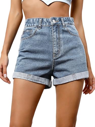 SOLY HUX Damen Denim Shorts Jeans Kurze Hose Sommer Jeansshort Casual Bermuda-Shorts Jean Casualshort Sommershort mit Taschen Lichtblau S von SOLY HUX