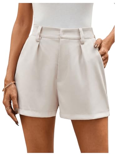 SOLY HUX Damen Elegant Shorts Gerade Kurze Hose Freizeitshorts Sommer Shorts Chiffonshort Bermuda Casual Outfit mit Taschen Aprikosenfarben XL von SOLY HUX