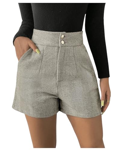 SOLY HUX Damen Elegant Shorts Gerade Kurze Hose Freizeitshorts Winter Shorts Casual Outfit Herbst Casualshort mit Taschen Kaffeebraun XL von SOLY HUX