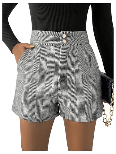 SOLY HUX Damen Elegant Shorts Gerade Kurze Hose Freizeitshorts Winter Shorts Casual Outfit Herbst Casualshort mit Taschen Schwarz M von SOLY HUX