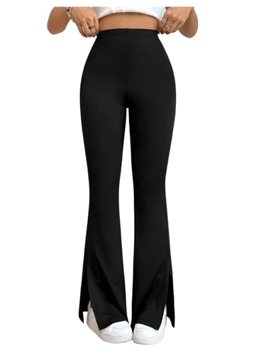 SOLY HUX Damen Hose mit Schlitz Lange Schlaghose Yogahose Freizeithosen Casual Hose mit Elastischer Bund Schwarz S SOLY HUX Damen Hose mit Schlitz Lange Schlaghose Yogahose Freizeithosen Casual Hose mit Elastischer Bund Schwarz S von SOLY HUX