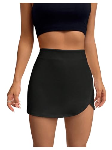 SOLY HUX Damen Hosenrock Casual Rock Minirock mit Schlitz Shorts Kurze Skort Mini Rock Casualrock Freizeitrock Partyrock Schwarz M von SOLY HUX