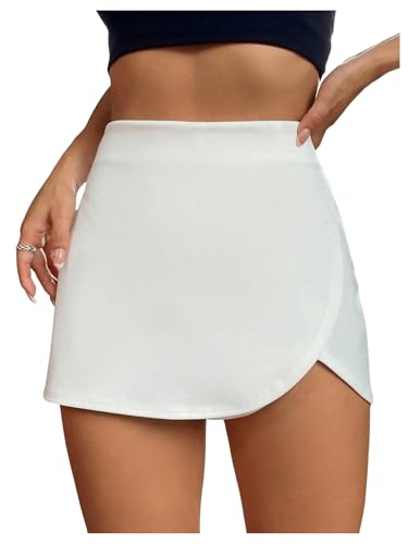 SOLY HUX Damen Hosenrock Casual Rock Minirock mit Schlitz Shorts Kurze Skort Mini Rock Casualrock Freizeitrock Partyrock Weiß XS von SOLY HUX