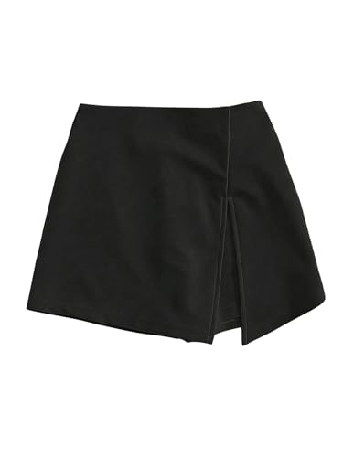 SOLY HUX Damen Hosenrock Mini Rock Sommer Minirock Skort Culottes Hosen Kurz Sommerrock Freizeitrock Hohe Taille Casual Wickelrock Schwarz L von SOLY HUX