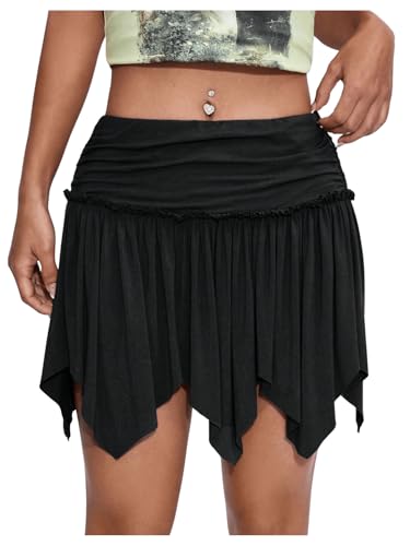 SOLY HUX Damen Kurz Rock A Linien Mini Rock mit Rüschen Plissierter Rock Asymmetrischer Partyrock Freizeitröcke Casual Röcke Schwarz L SOLY HUX Damen Kurz Rock A Linien Mini Rock mit Rüschen Plissierter Rock Asymmetrischer Partyrock Freizeitröcke Casual Röcke Schwarz L von SOLY HUX