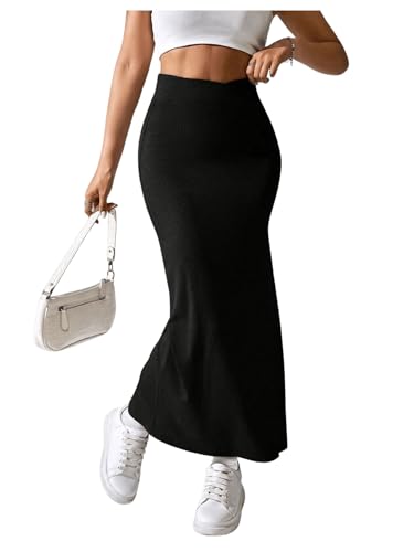 SOLY HUX Damen Langer Rock mit Schlitz Freizeitrock Bleistiftrock Enger Tanzrock Vintage Rockability Röcke Schwarz L SOLY HUX Damen Langer Rock mit Schlitz Freizeitrock Bleistiftrock Enger Tanzrock Vintage Rockability Röcke Schwarz L von SOLY HUX