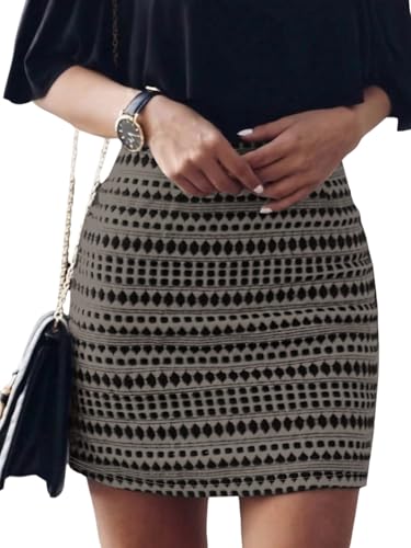 SOLY HUX Damen Minirock Elegant Figurbetonter Rock Kurz Bleistiftrock Bodycon Freizeitrock Strechy Partyrock Tanzrock Herbst Outfit Khaki M von SOLY HUX