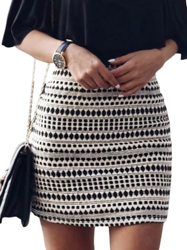SOLY HUX Damen Minirock Elegant Figurbetonter Rock Kurz Bleistiftrock Bodycon Freizeitrock Strechy Partyrock Tanzrock Herbst Outfit Weiß M von SOLY HUX