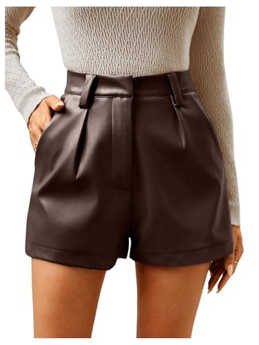 SOLY HUX Damen PU Leder Short Booty Shorts Party Shorts Herbst Kurze Hosen Festival Outfit Clubwear Hotpants mit Taschen Kaffeebraun M SOLY HUX Damen PU Leder Short Booty Shorts Party Shorts Herbst Kurze Hosen Festival Outfit Clubwear Hotpants mit Taschen Kaffeebraun M von SOLY HUX