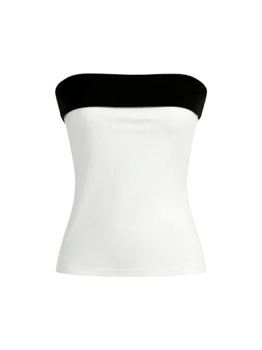 SOLY HUX Damen Schulterfrei Oberteil Trägerlos Top Elegant Tube Top Y2K Bandeau Tops Untertop mit Schlitz Weiß S von SOLY HUX