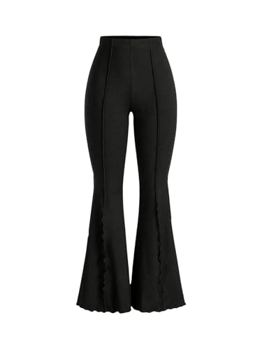 SOLY HUX Damen Strick Hosen Lang Schlaghose mit Texture Casualhose Sporthose Joggerhose mit Elasticher Bund Schwarz XS SOLY HUX Damen Strick Hosen Lang Schlaghose mit Texture Casualhose Sporthose Joggerhose mit Elasticher Bund Schwarz XS von SOLY HUX