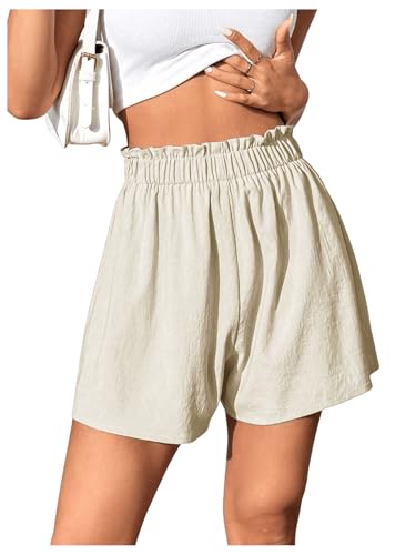 SOLY HUX Shorts Damen Elegant Bermuda Short Leicht Casualshort Breite Bein Hotpants Sommershort Freizeitshort Aprikosenfarben M von SOLY HUX