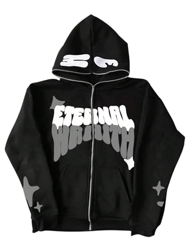 SOLY HUX Sweatjacke Herren Hoodie mit Kapuze Übergangsjacke mit Buchstaben Kapuzenjacke Zip-Hoodie Sweatshirt Herbst Outfit Schwarz XXL von SOLY HUX