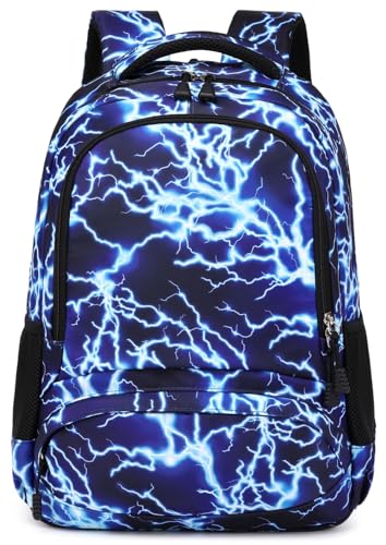 SOMBLG Jungen Rucksack Student Kinder Büchertaschen Langlebig Schultaschen GroÃŸ Heavy Duty Reise Wasserdicht, 01-blau, L von SOMBLG