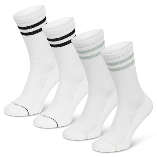 SOMEYOU 4 Paar Tennissocken aus Bio-Baumwolle Sportsocken mit Streifen für Damen & Herren mehrfarbig (2x Schwarz, 2x Mintgrün) 43-47 von SOMEYOU