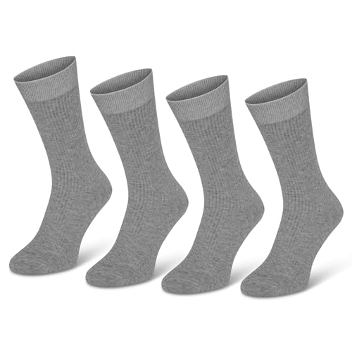 Business Socken aus Bio-Baumwolle 4 Paar für Damen und Herren | Moderne Rippung | Farbe: Grau | Größe: 41-46 von SOMEYOU